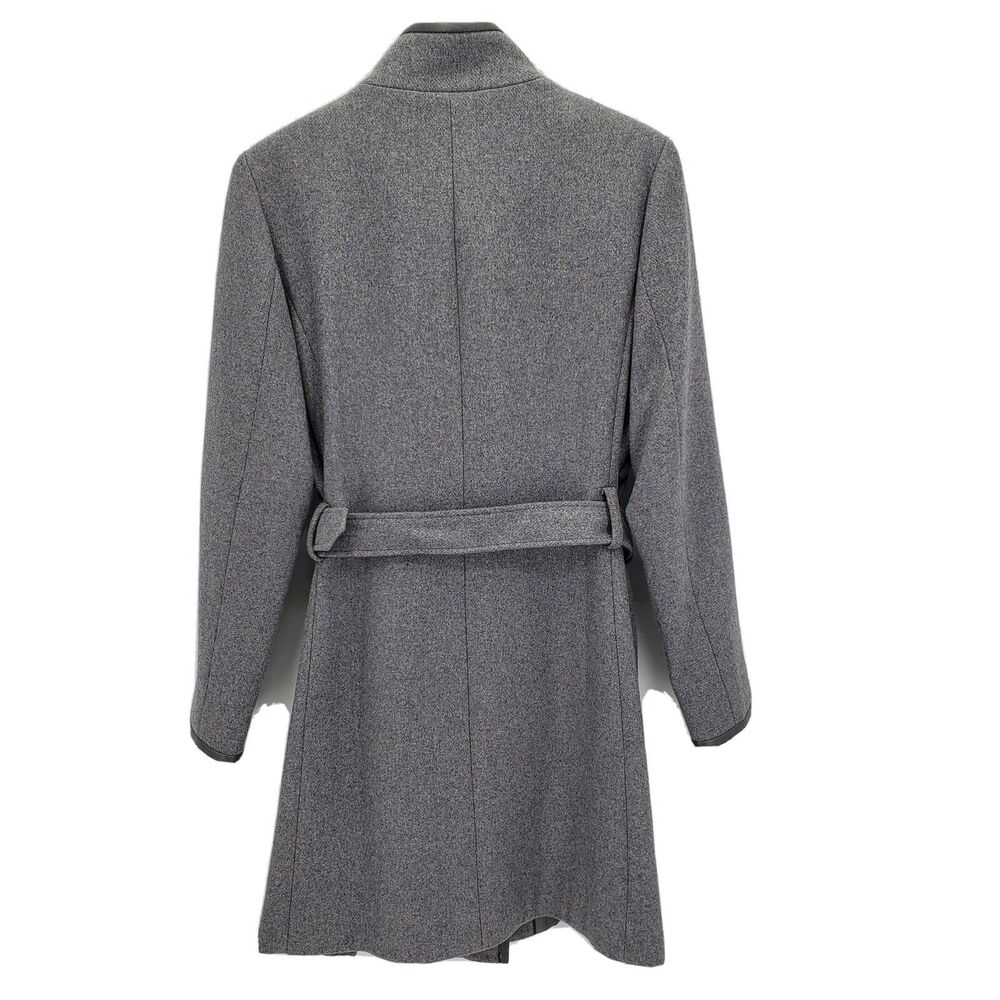 Vince Camuto Boucle Front Mixed Media Belt Wool Blend Long Jacket Large - Picture 3 of 5